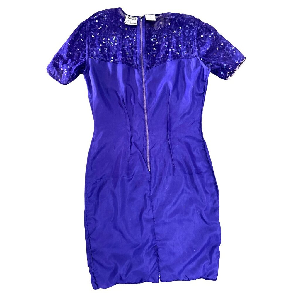 All Silk Vintage Dress by Stenay Size 4 Purple Sequin Cocktail Party Glam Core - Picture 13 of 13
